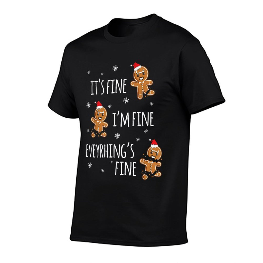Funny Gingerbread Man Christmas CO Unisex Adult Small Black Crew Neck Classic Fit Christmas  Breathable T-Shirt