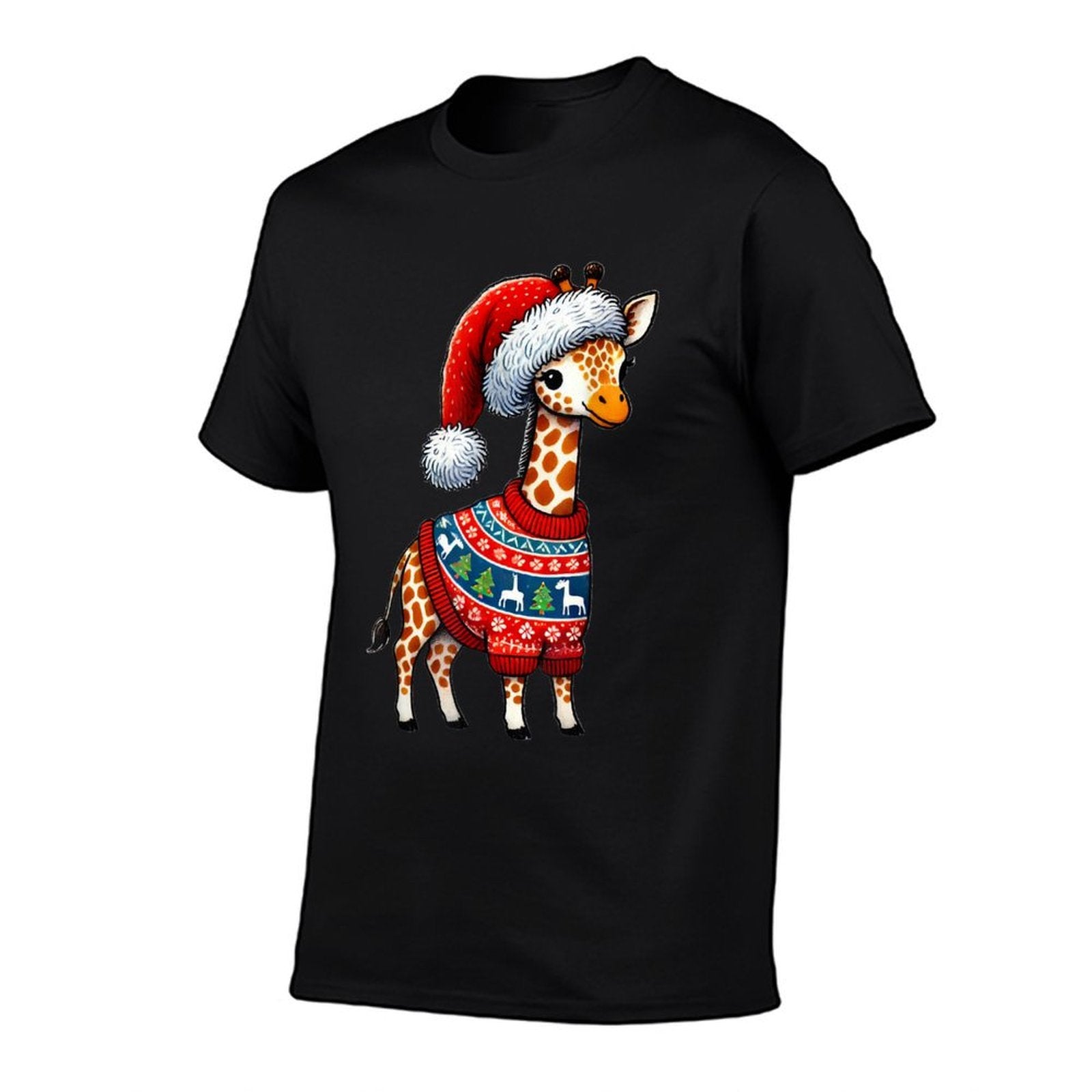 Giraffe Ugly Sweater Santa Hat Christmas  Graphic-printed T-Shirt