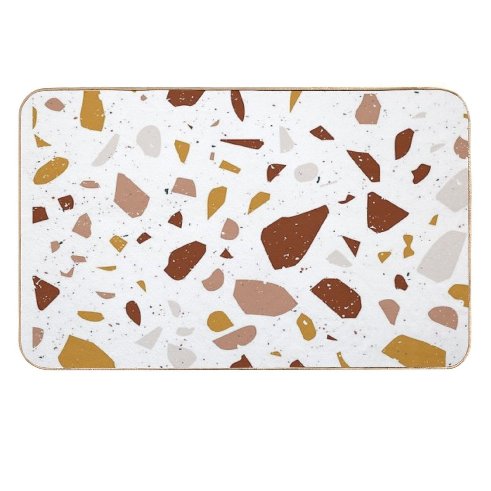 Terrazzo Stone Pattern (Terracotta + Mustard)  Slip-Resistant Bath Mat