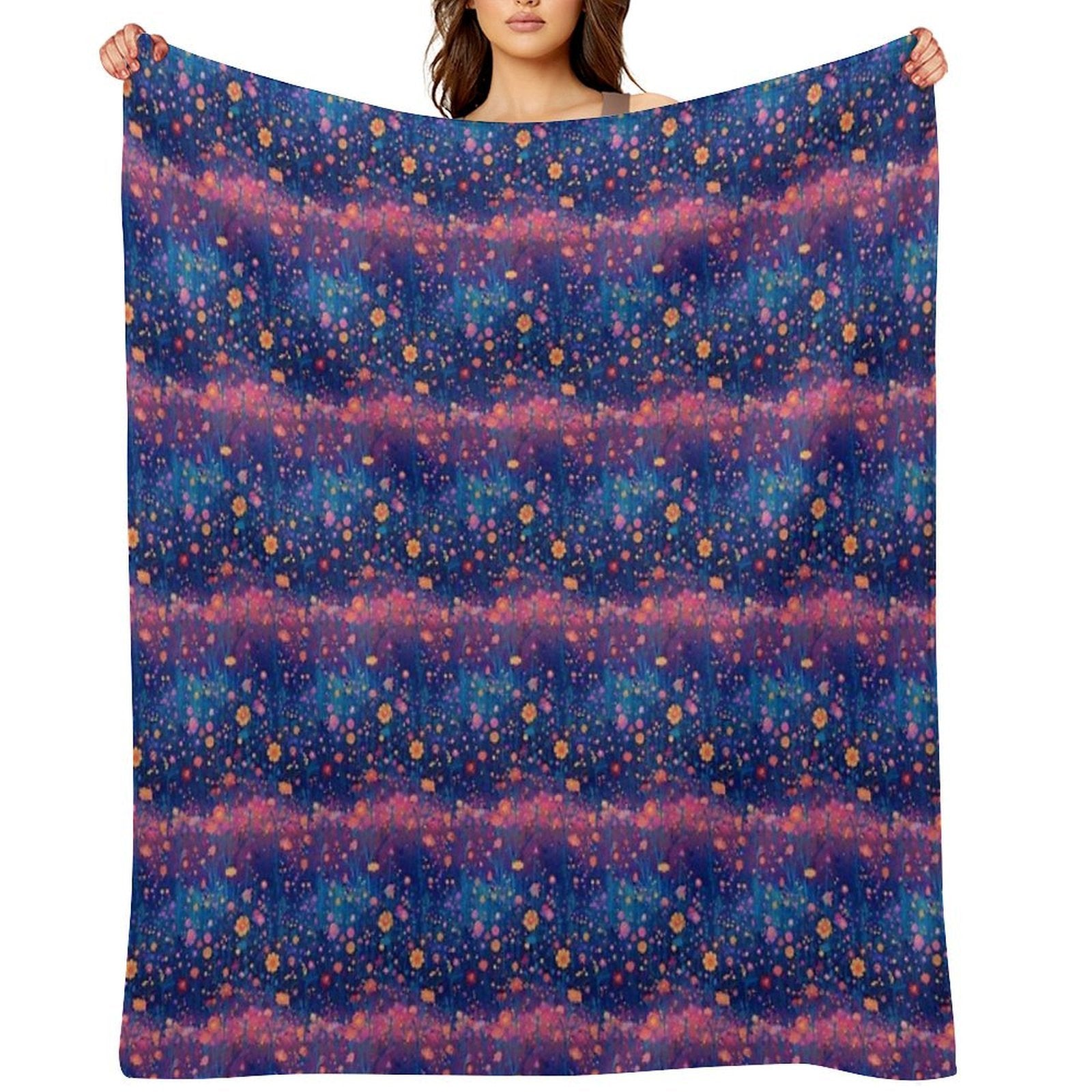 Field of Neon Cosmic Wildflowers Versatility Throw Blanket