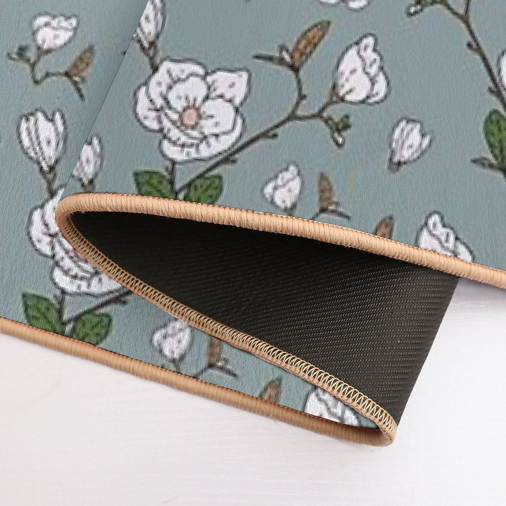 Botanical Magnolia Sprig Pattern_Sage  Dirt-Trapping Bath Mat