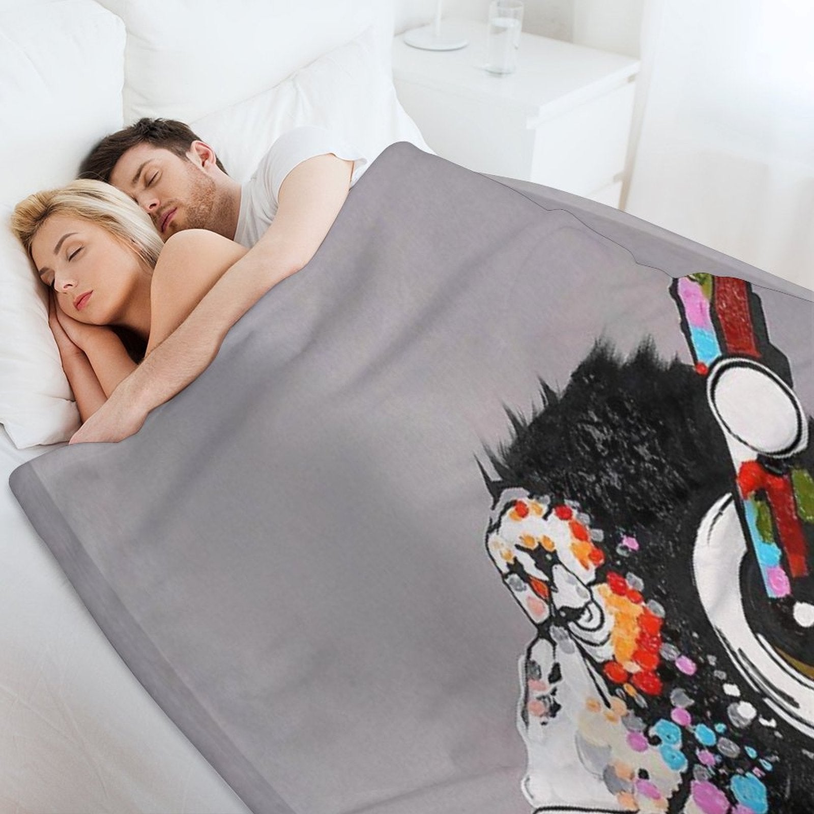 DJ Monkey With Headphones Thinking - Thinker Chimp Multi-functional Throw Blanket