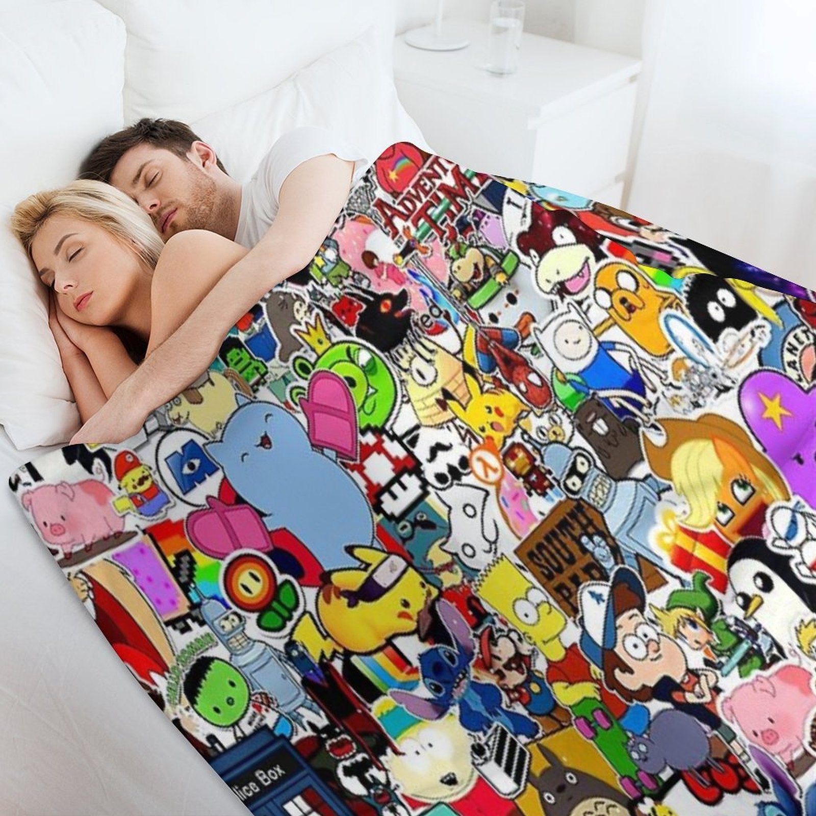Cartoon  Characters Collage Compact Throw Blanket