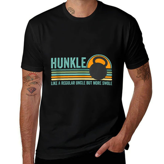 Mens Hunkle Funny Uncle Gift Hunky Uncle Swole Meme Body Builder  Wrinkle-resistant T-Shirt