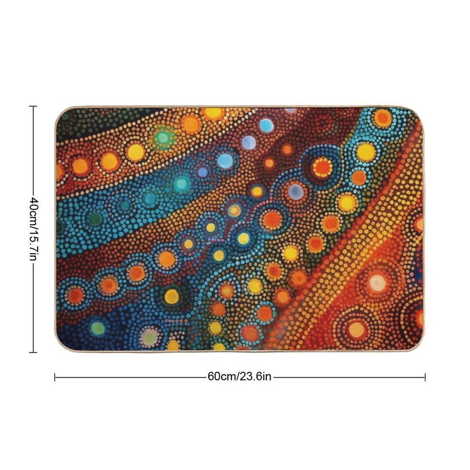 Aboriginal Authentic Art - Circular Paths  Slip-Resistant Bath Mat