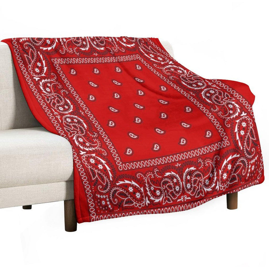 Bandana - Red Plush Throw Blanket
