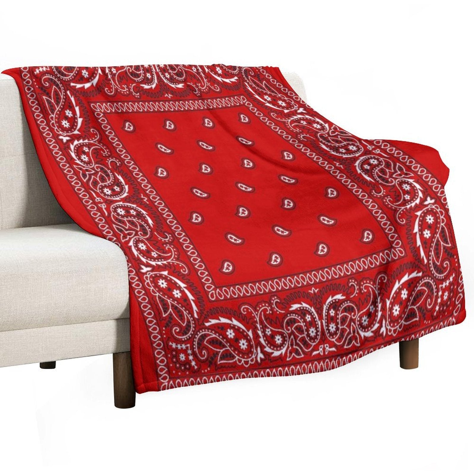 Bandana - Red Plush Throw Blanket