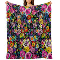 Les Fleurs Vibrant Floral Painting Print Lightweight Throw Blanket