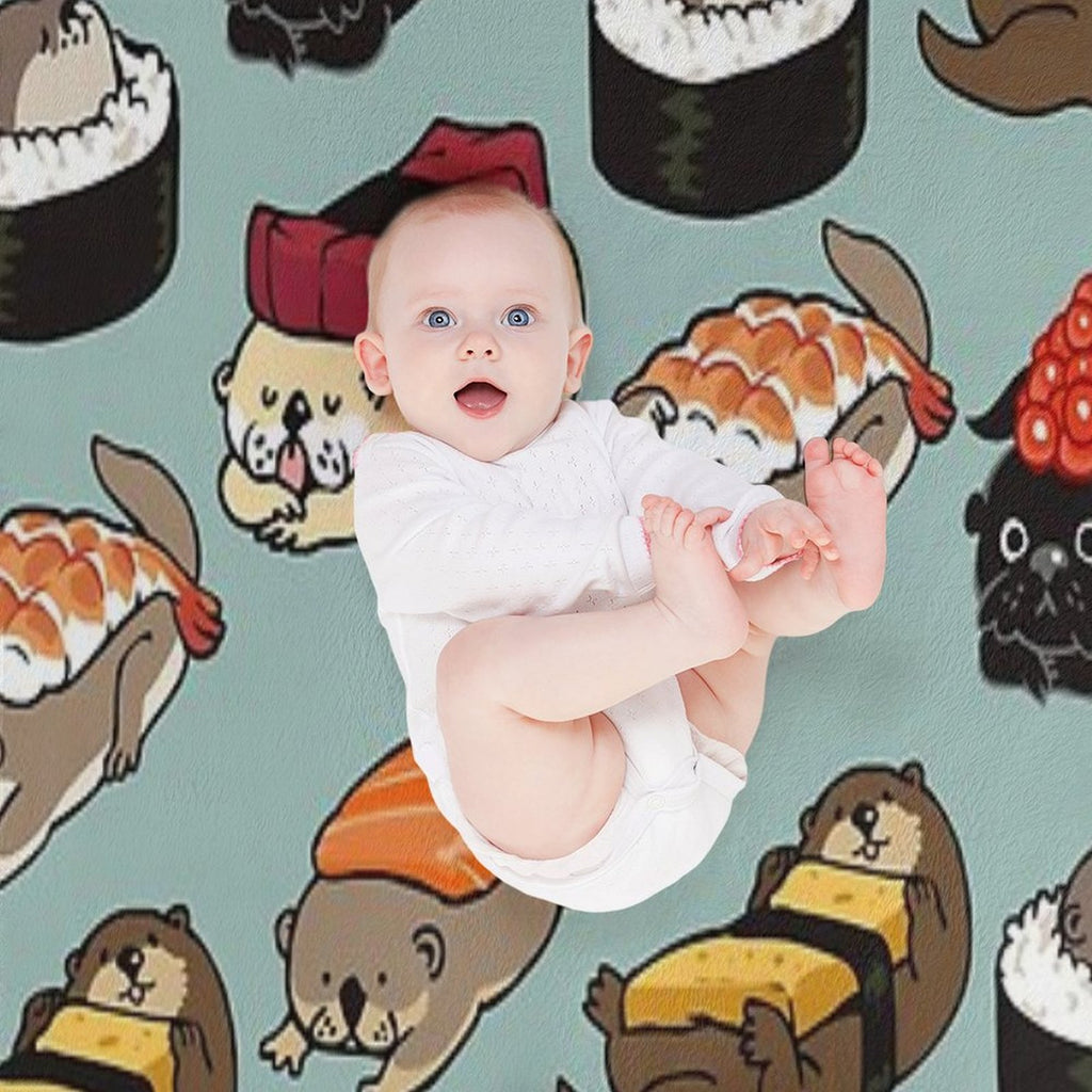 Sushi Otter Plush Throw Blanket