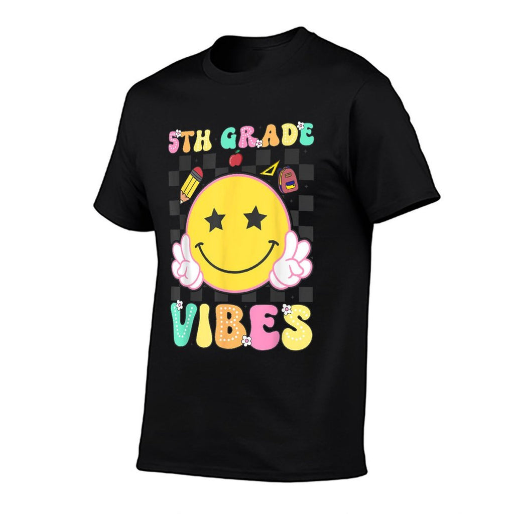 5th Grade Vibes Girls Smile Face Back to School Fifth Grade  Odor-resistant T-Shirt