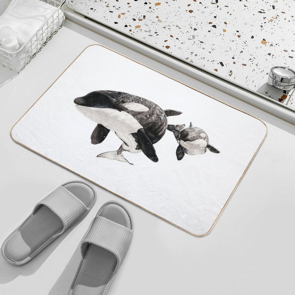 Katina And Taku The Killer Whales Drawing  Odorless Bath Mat