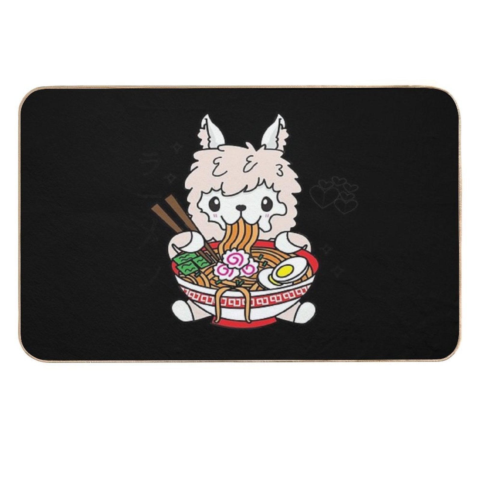Llama Eating Ramen Cute Kawaii Noodles  Dirt-Trapping Bath Mat