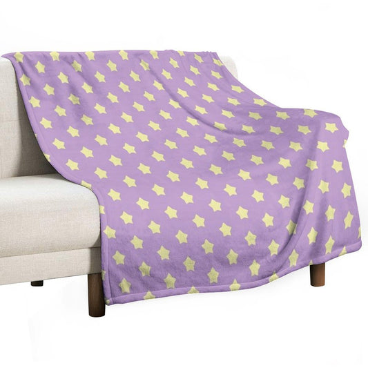 Yellow Stars on Purple Pop Shrink-resistant Throw Blanket