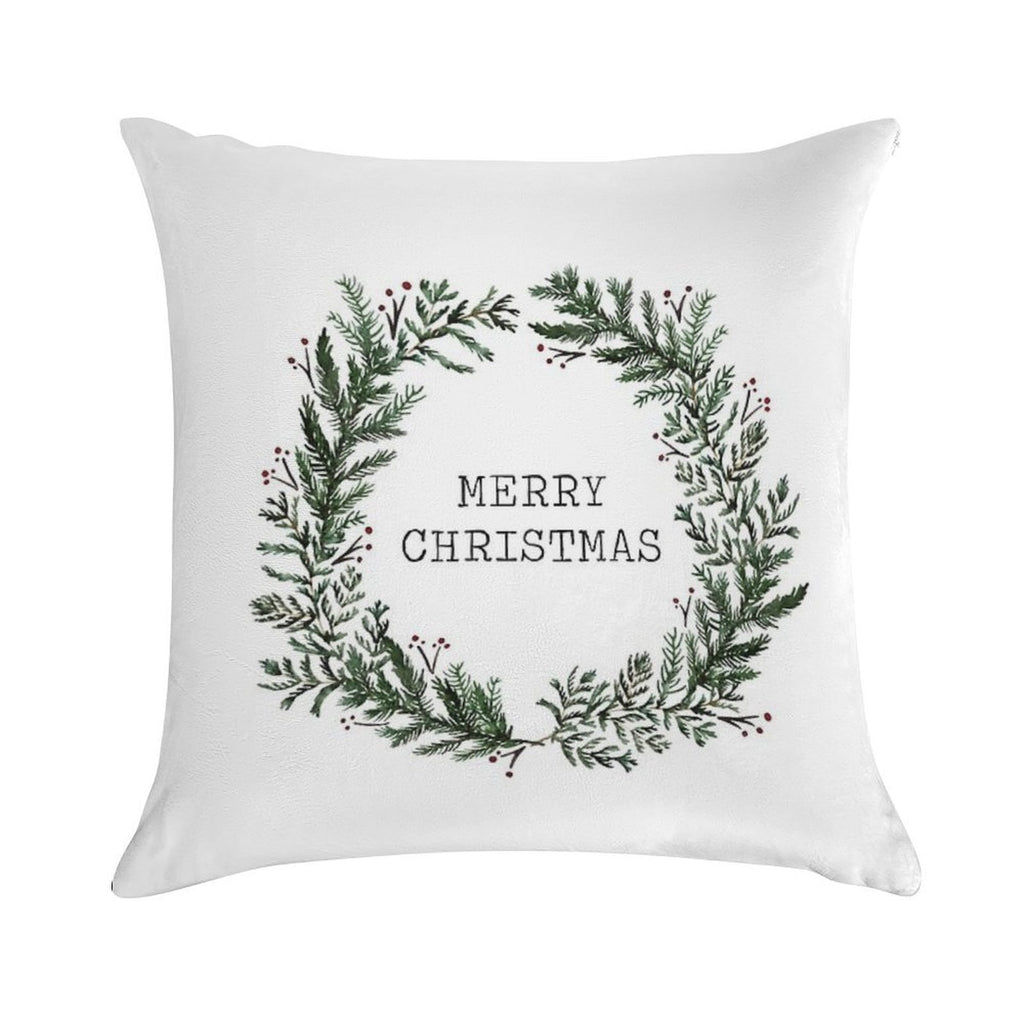 Simple Merry Christmas Soft Hidden Zipper Throw Pillow
