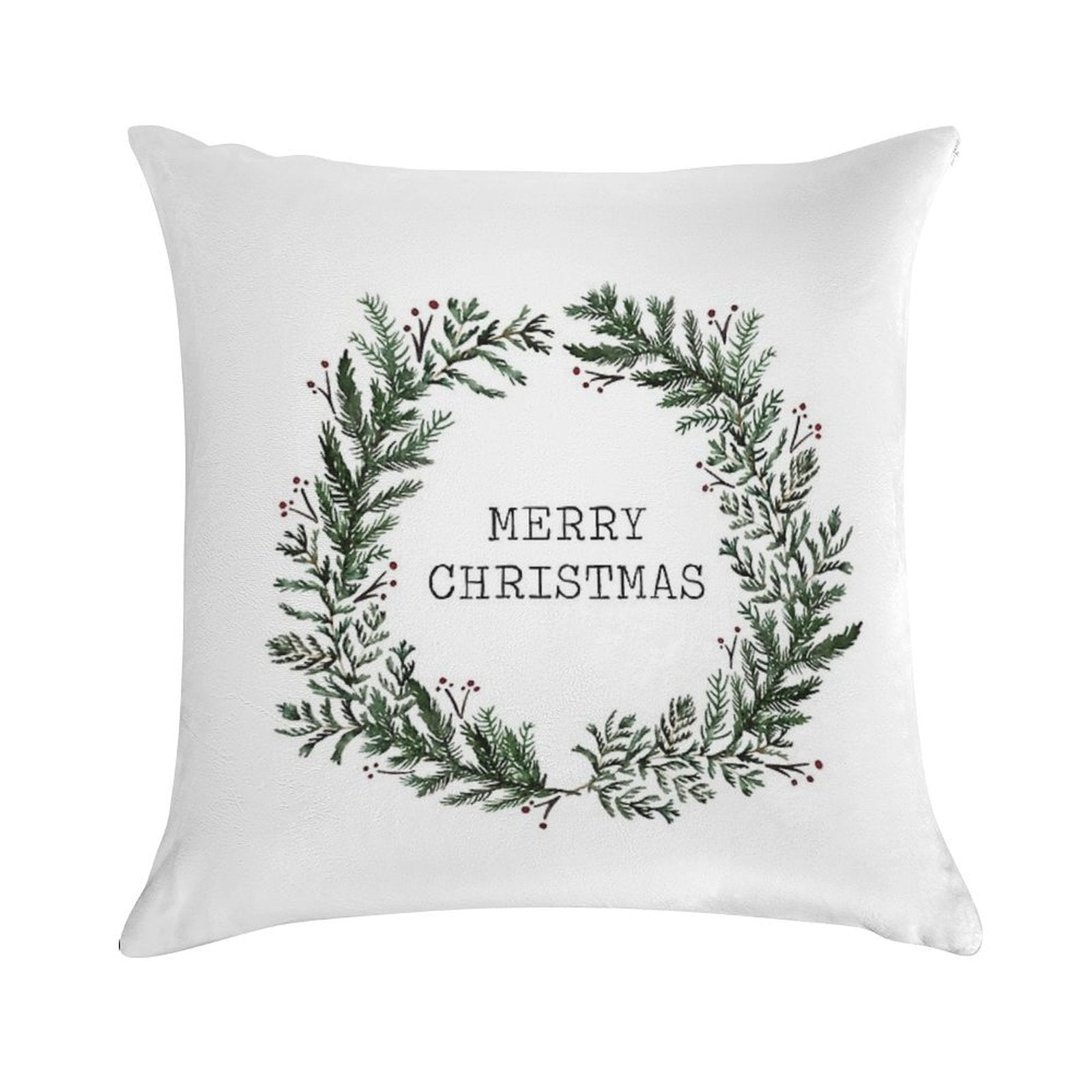 Simple Merry Christmas Soft Hidden Zipper Throw Pillow