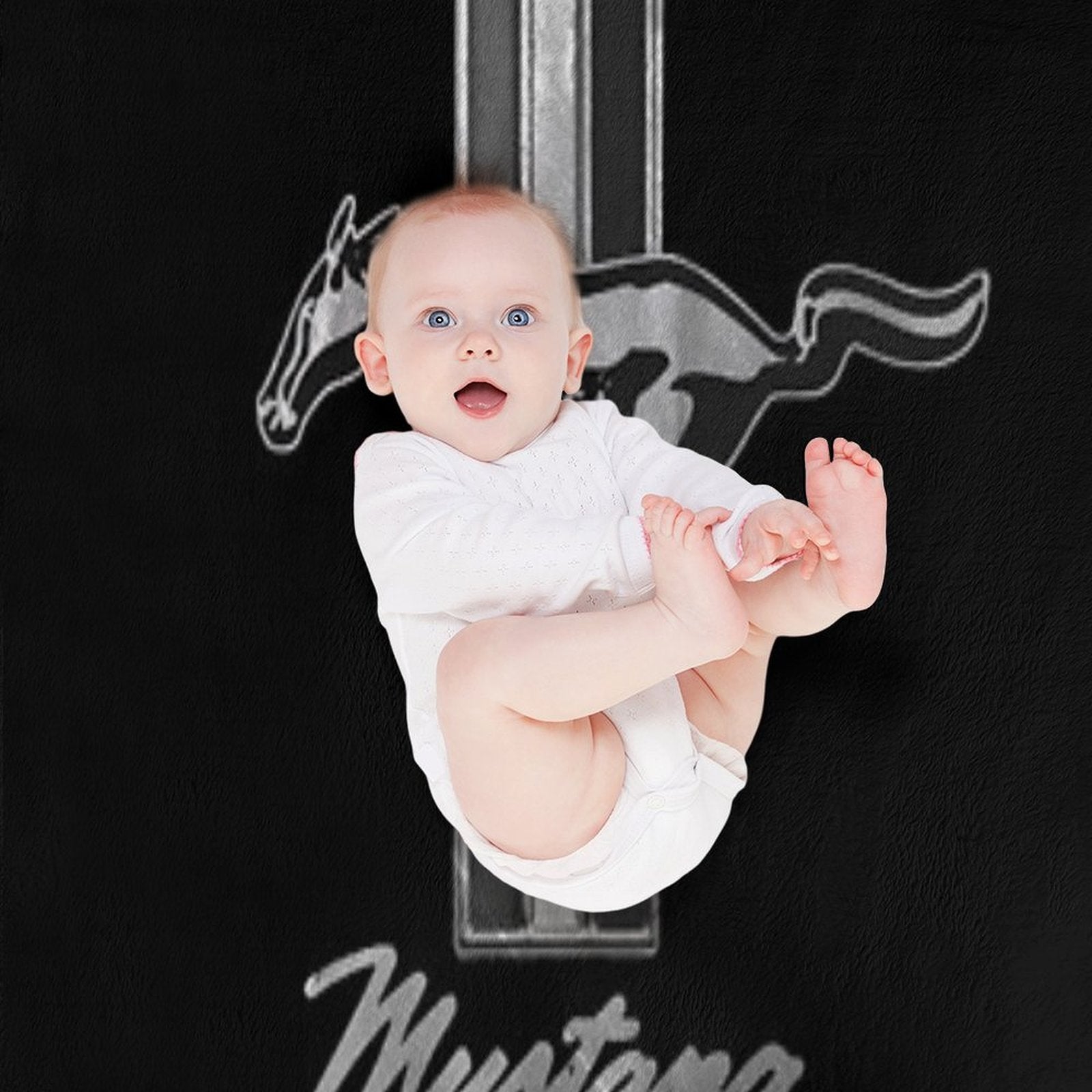 Silver Ford Mustang Vintage Sustainable Throw Blanket