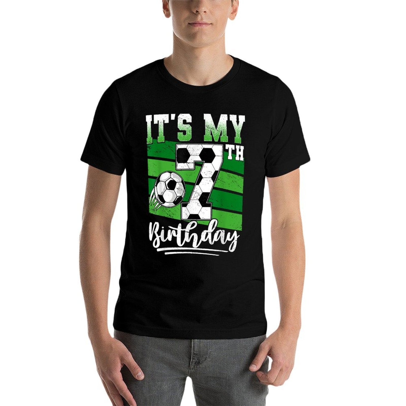 Kids 7 Year Old Birthday Its My 7th Birthday Soccer Ball  Stretchy T-Shirt