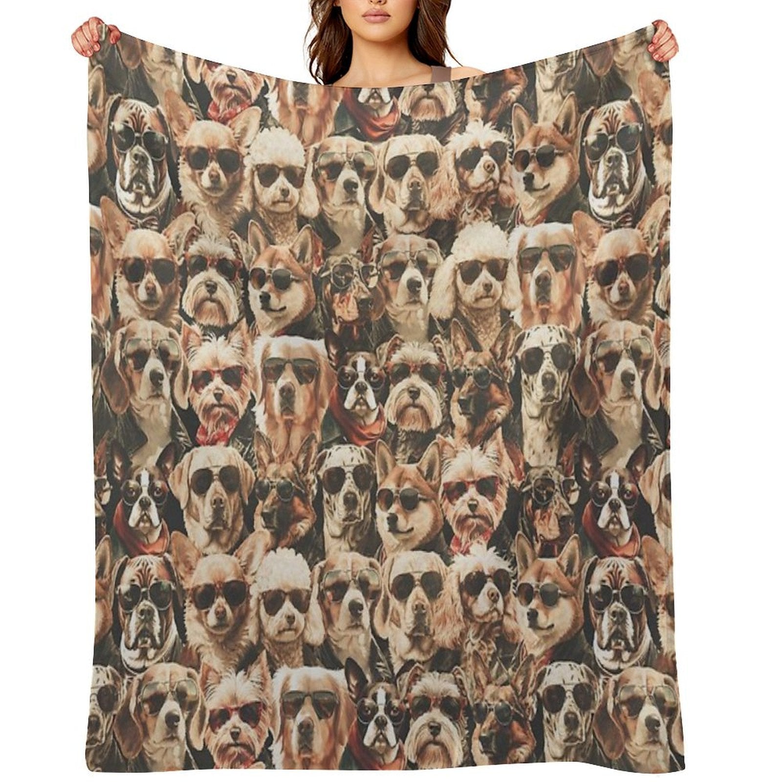 Vintage Anthropomorphic Dogs with Sunglasses Pattern  Dog Art All-season Throw Blanket