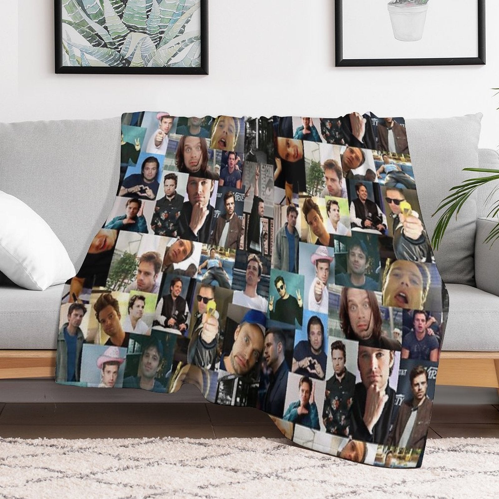 Sebastian Stan Collage Compact Throw Blanket