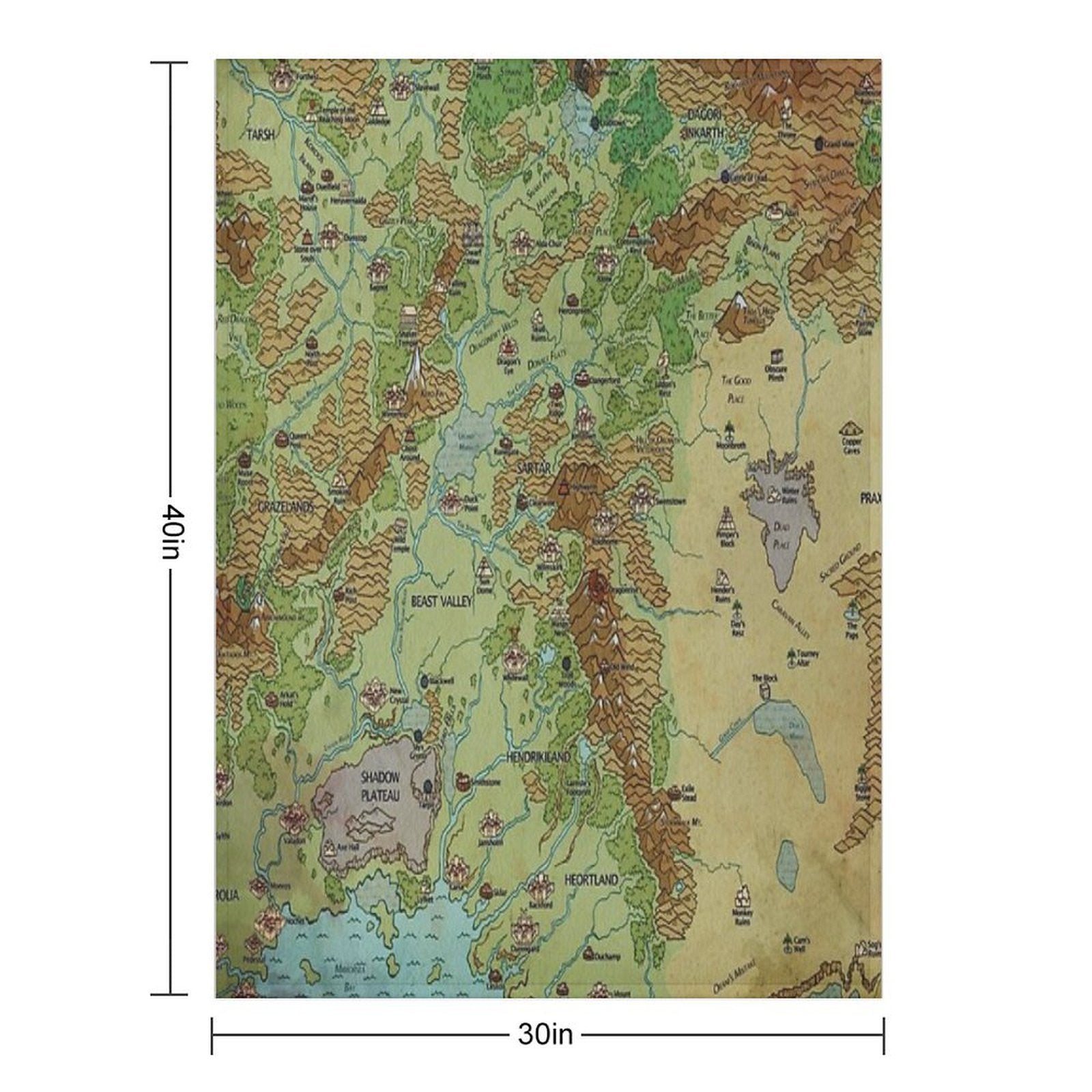 Dragon Pass And Prax Map by Darya Makarava Eco-conscious Throw Blanket