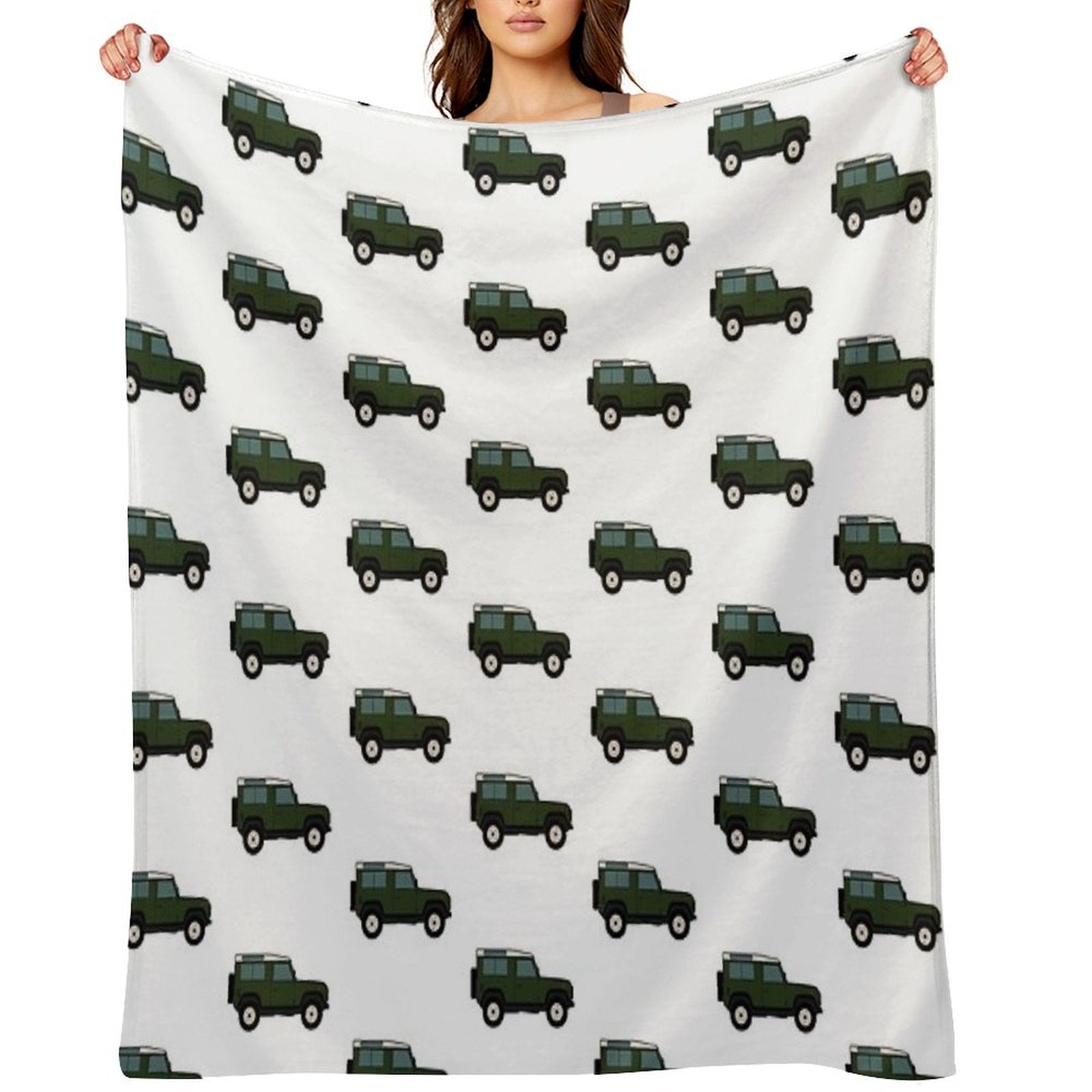 Defender SUV - British Racing Green Travel-friendly Throw Blanket