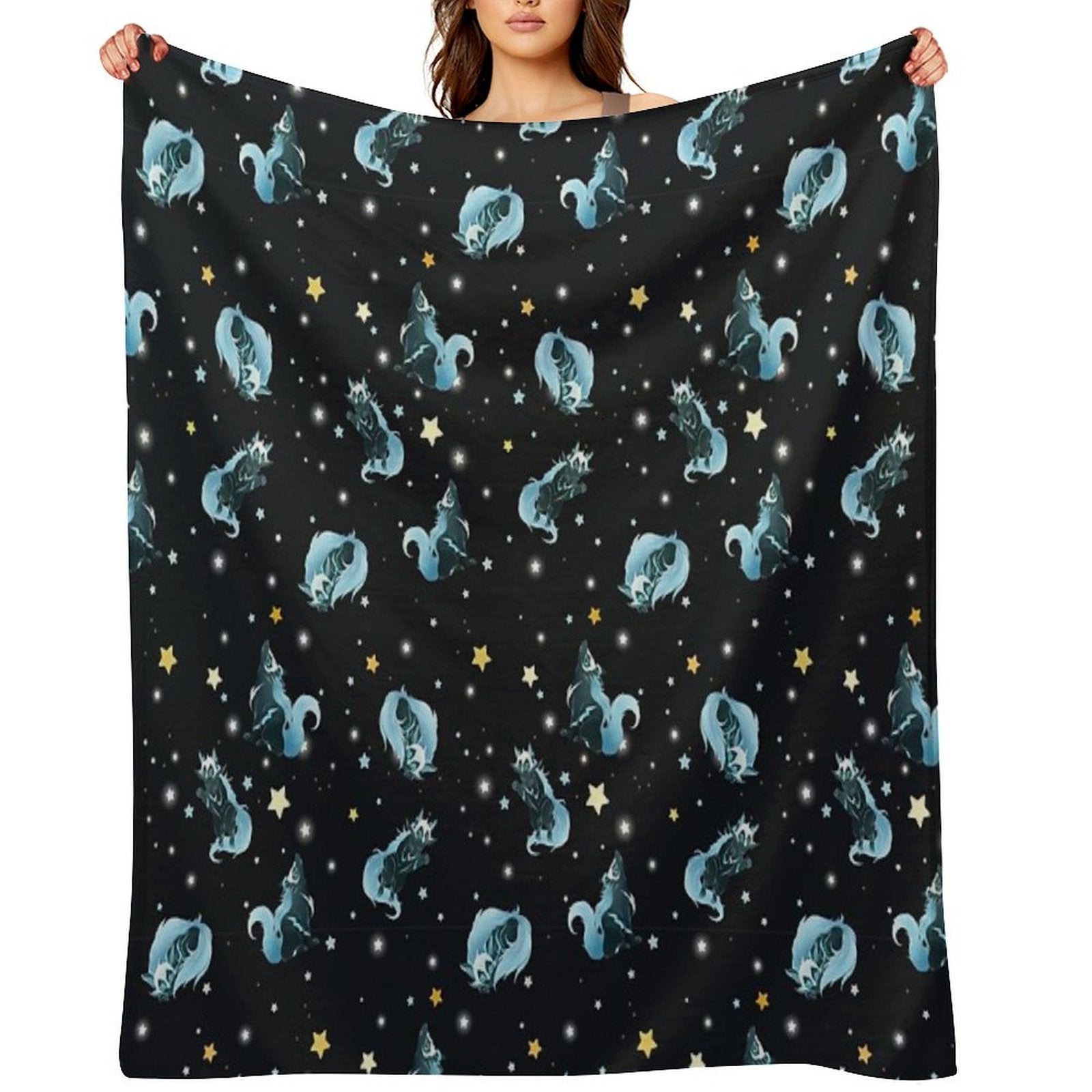 Cosmic Wolf Shrink-resistant Throw Blanket