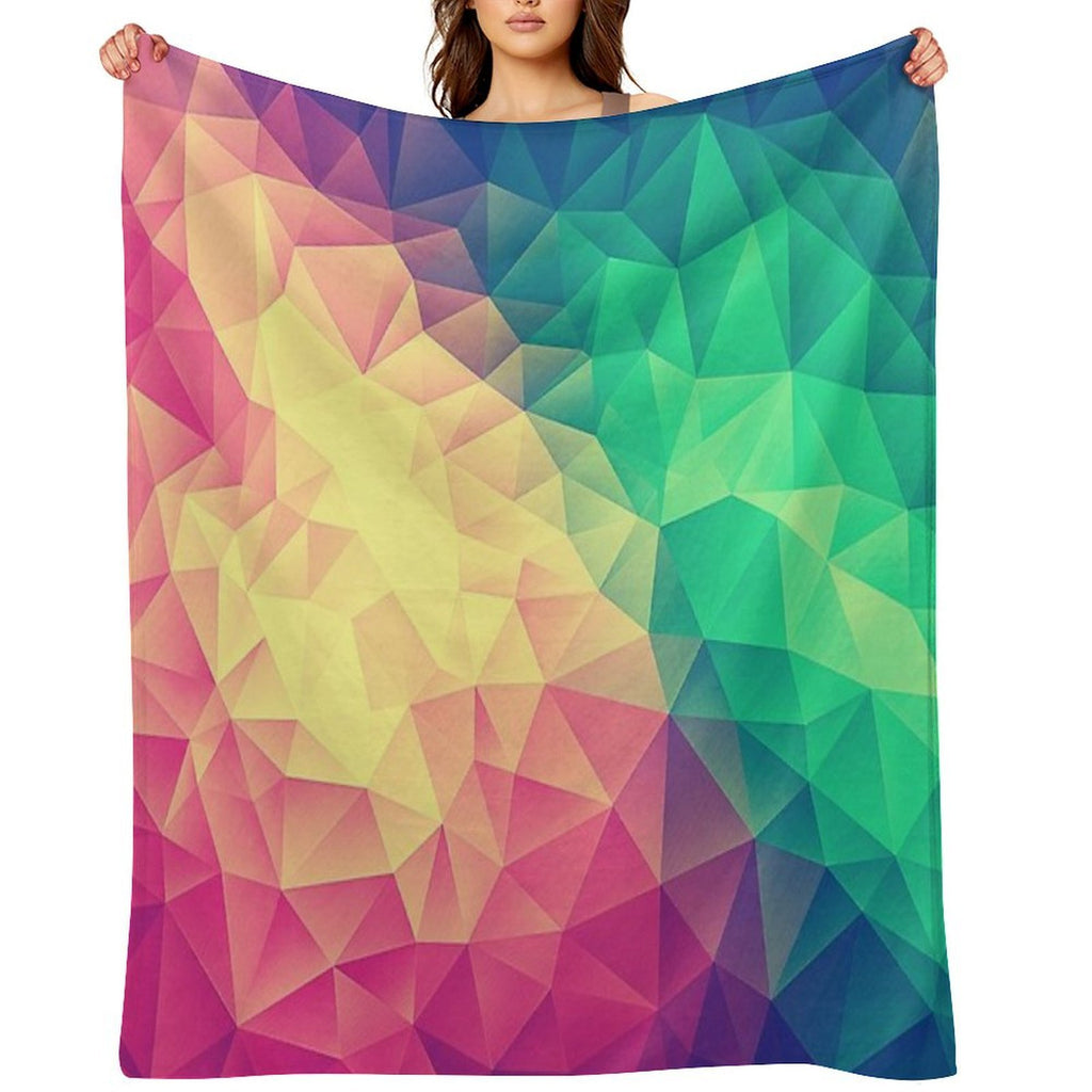 Abstract Polygon Multi Color Cubism Low Poly Triangle Pride  LGBT Design Shrink-resistant Throw Blanket