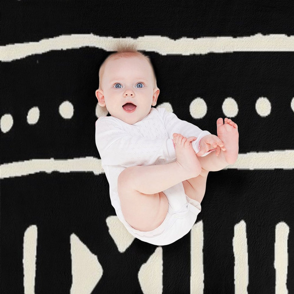 African Mud Cloth Black And White Comfort Throw Blanket