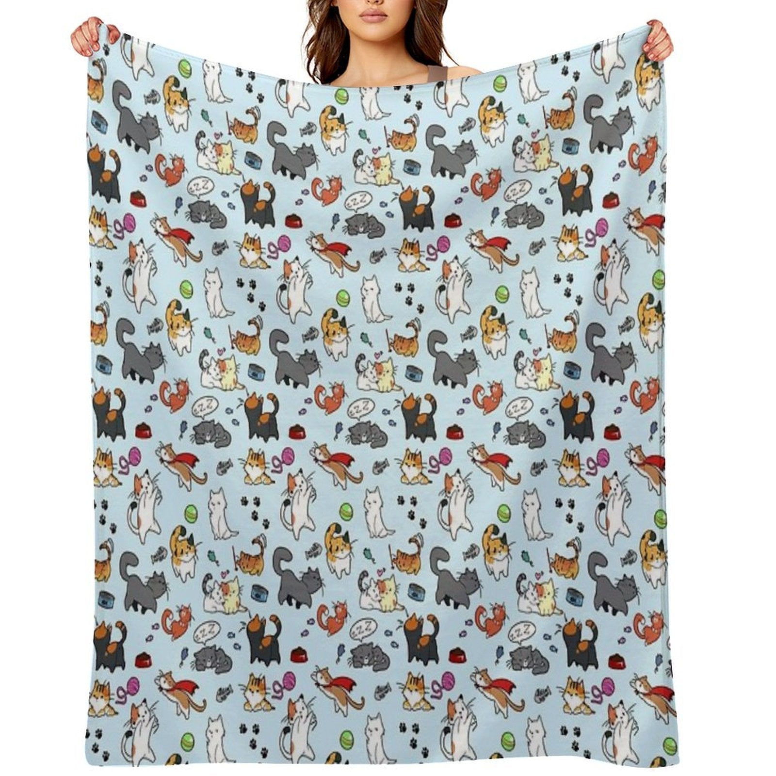 Cats!! Sustainable Throw Blanket