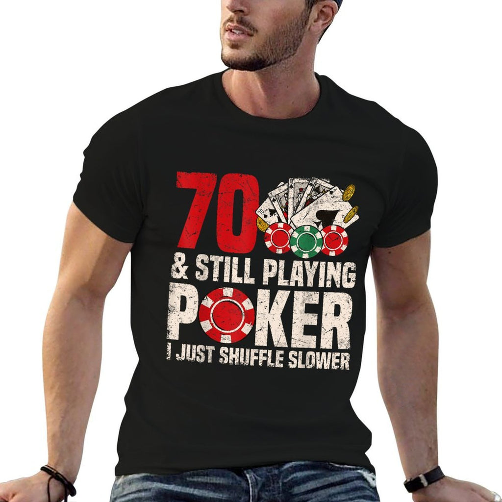 Mens 70th Birthday Poker  Oversized Silhouette T-Shirt