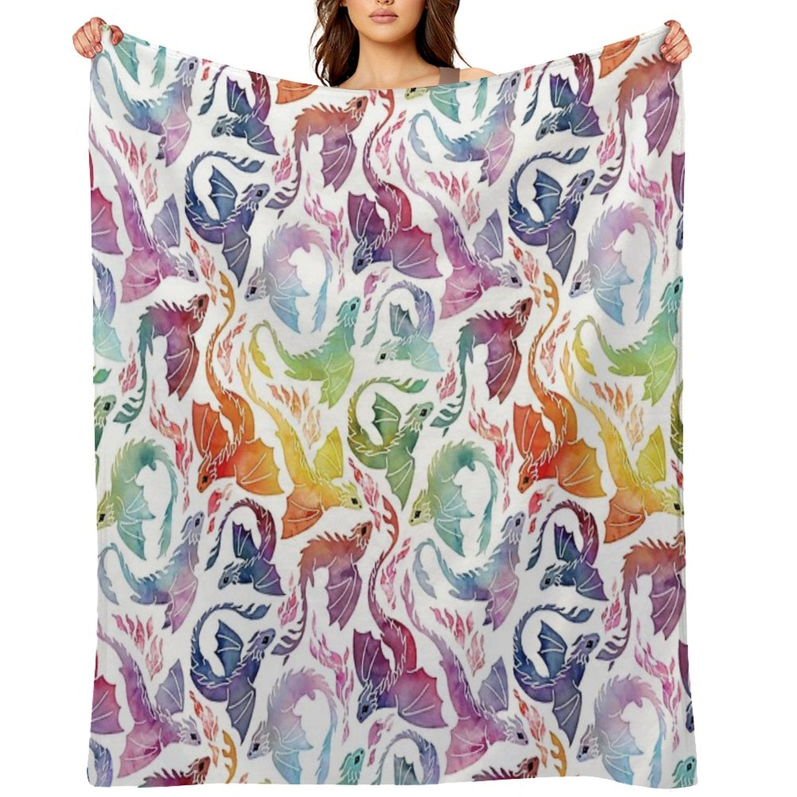 Dragon Fire Rainbow Anti-pilling Throw Blanket