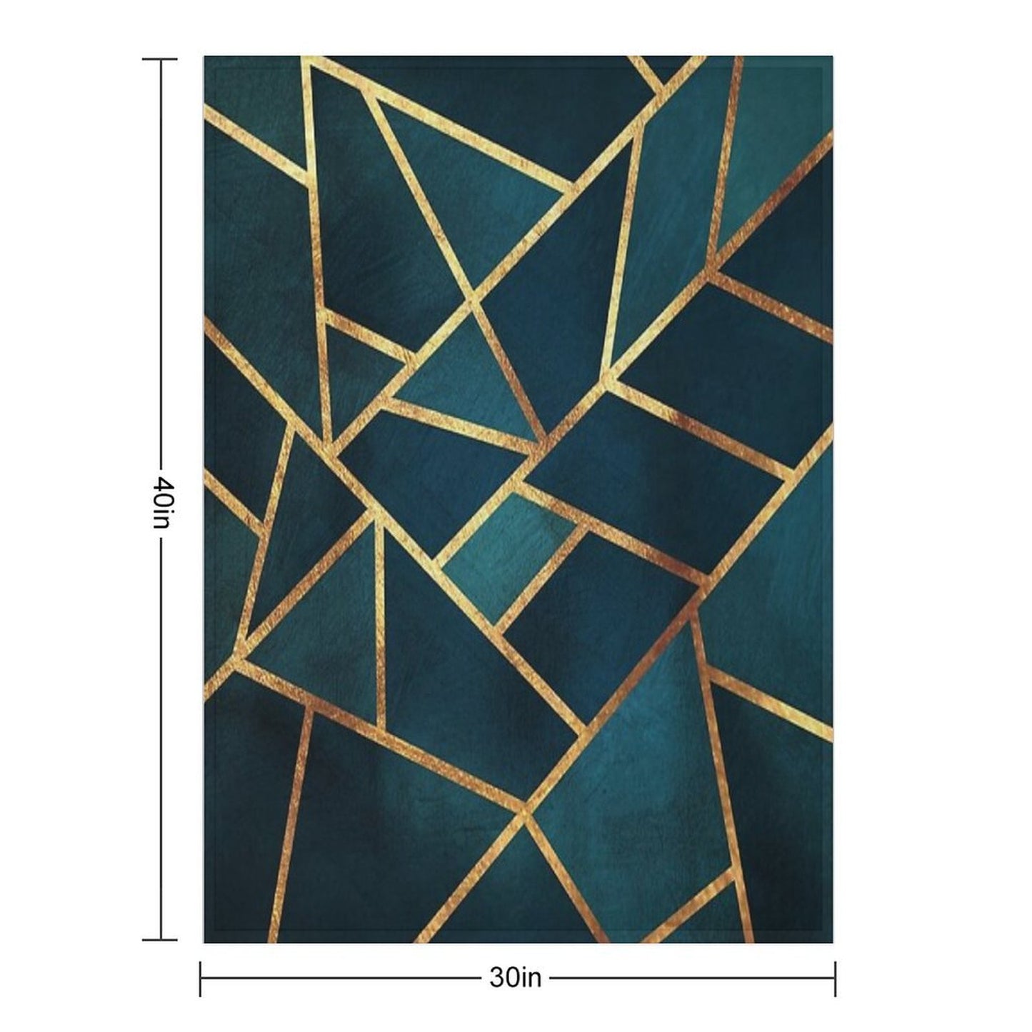 Midnight Green Gold Stone Geometric Shrink-resistant Throw Blanket