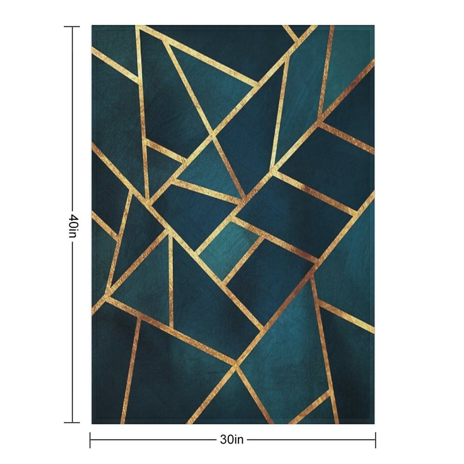 Midnight Green Gold Stone Geometric Shrink-resistant Throw Blanket