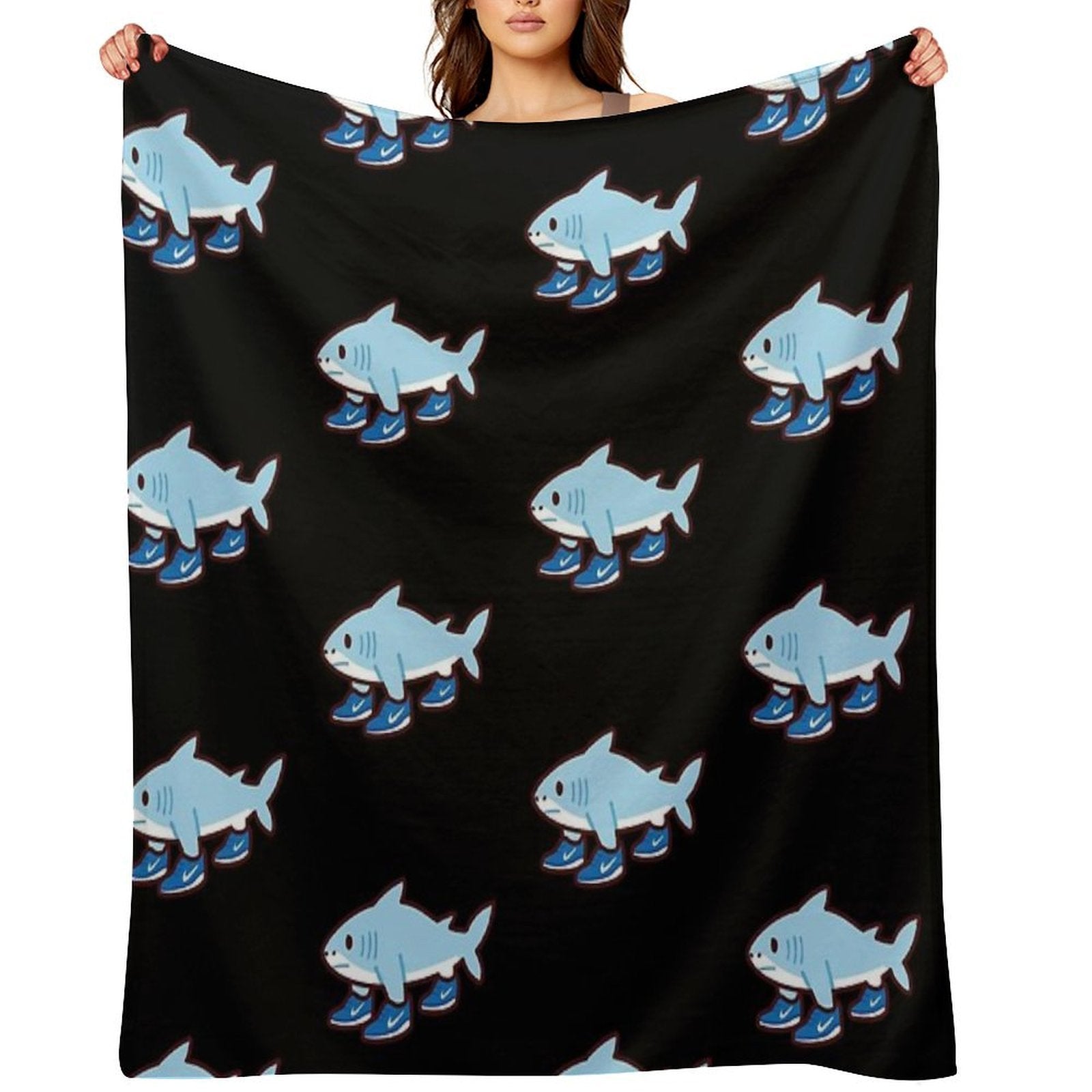 Cute Tralalero Tralala (Italian Brainrot) Shrink-resistant Throw Blanket