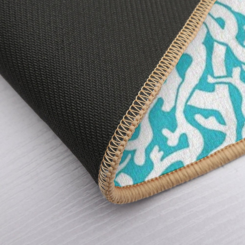 Coral Reef Pattern White Aqua Blue Beach  Anti-Trip Bath Mat