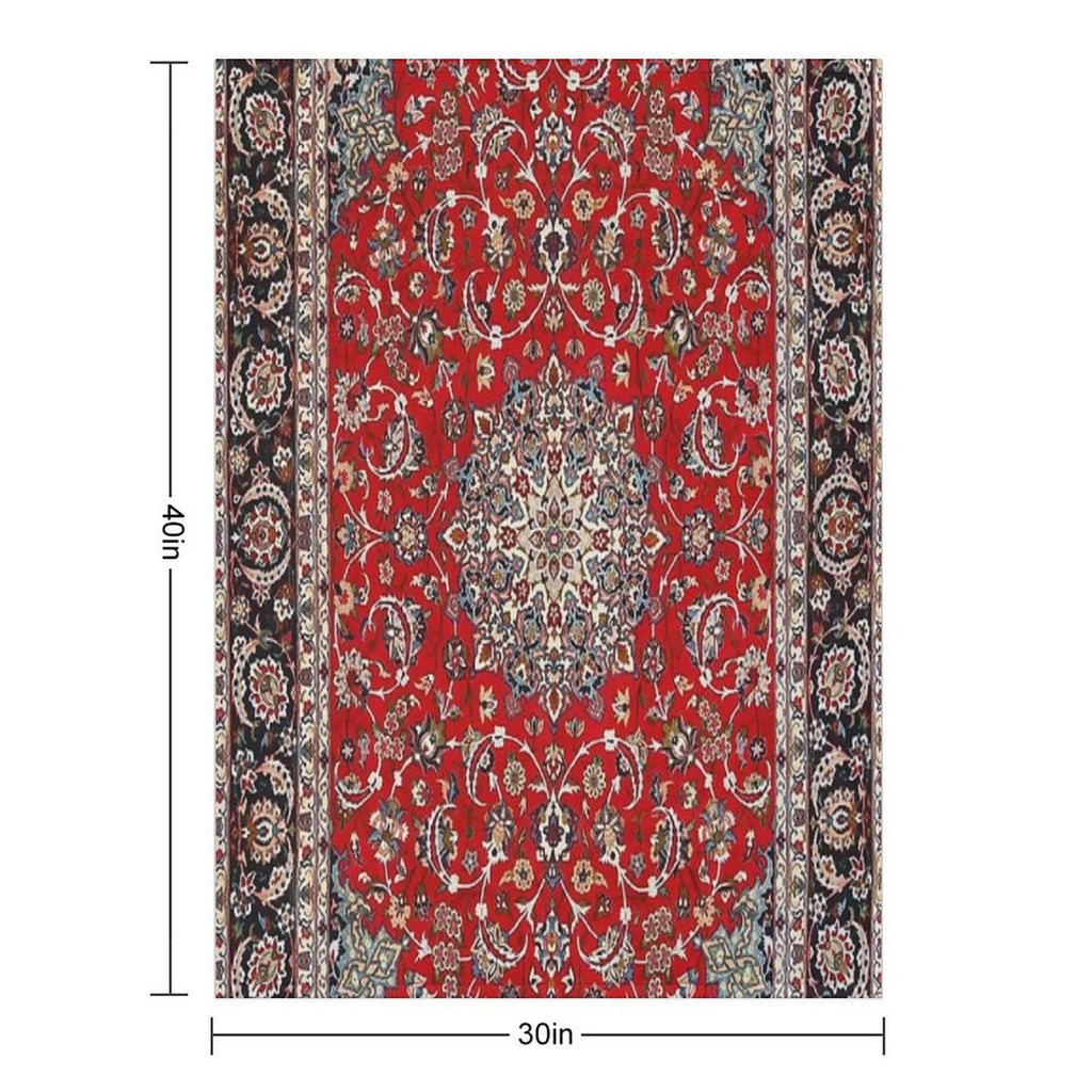 Fine Silk & Wool Isfahan Persian Rug Print Shrink-resistant Throw Blanket