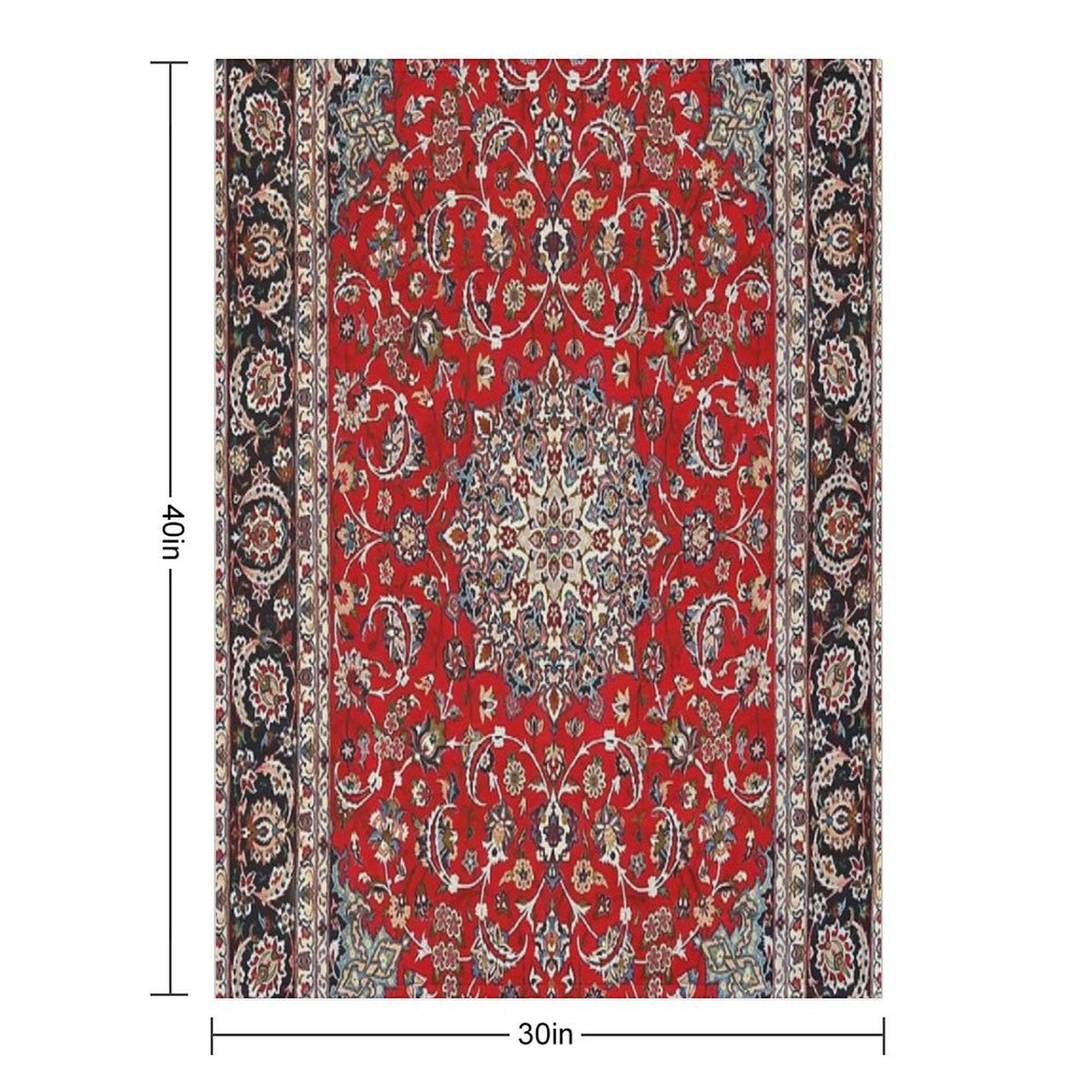Fine Silk & Wool Isfahan Persian Rug Print Shrink-resistant Throw Blanket