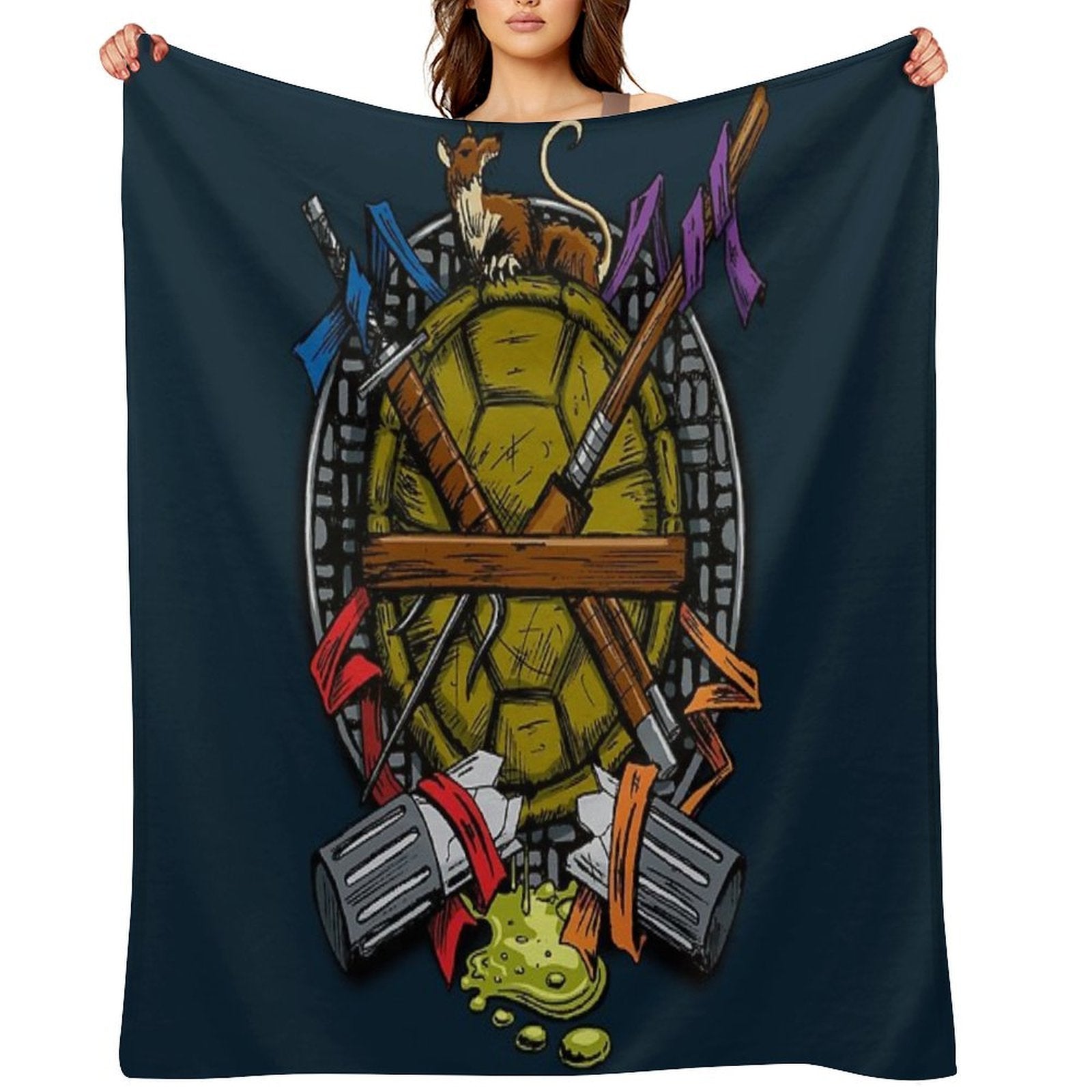 Turtle Family Crest - Full Color Durable Throw Blanket