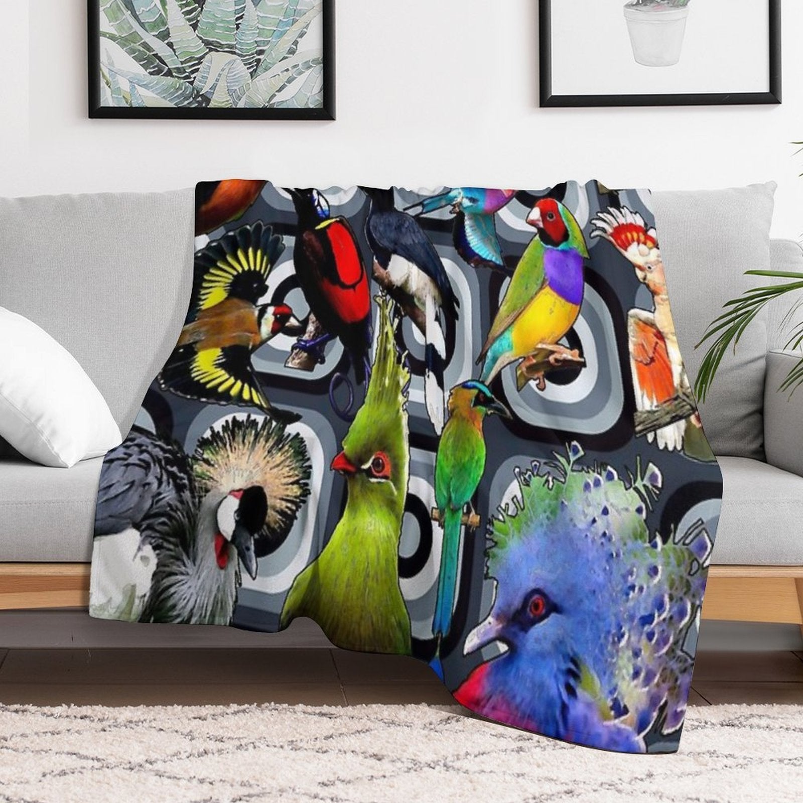 BIRDS RETRO Lightweight Throw Blanket