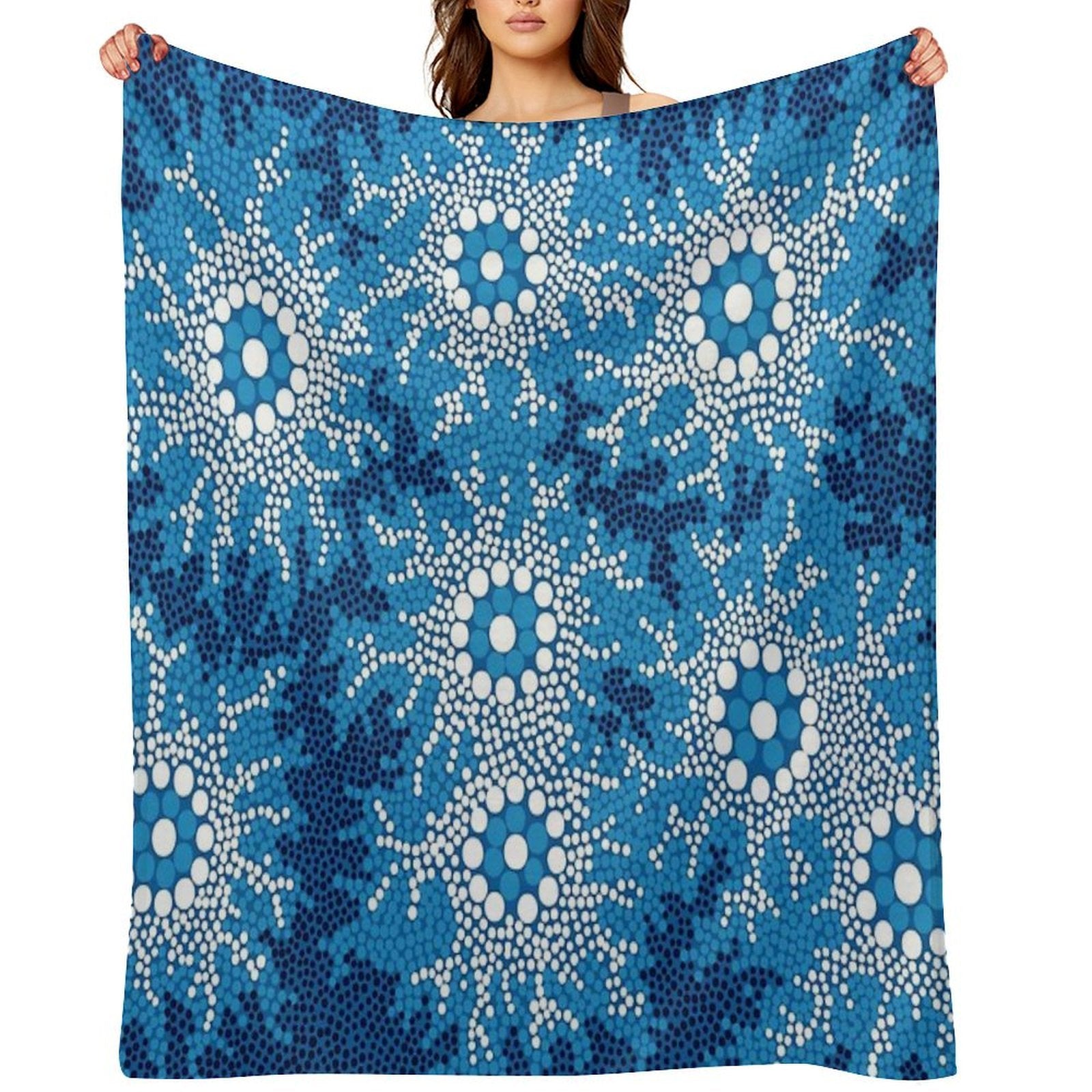 Aboriginal Art Authentic - Waterhole Dreaming Velvety-soft Throw Blanket