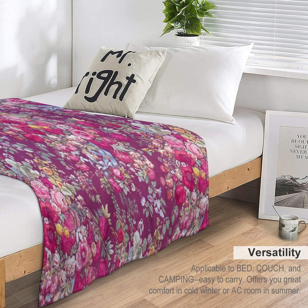 Bouquety Velvety-soft Throw Blanket