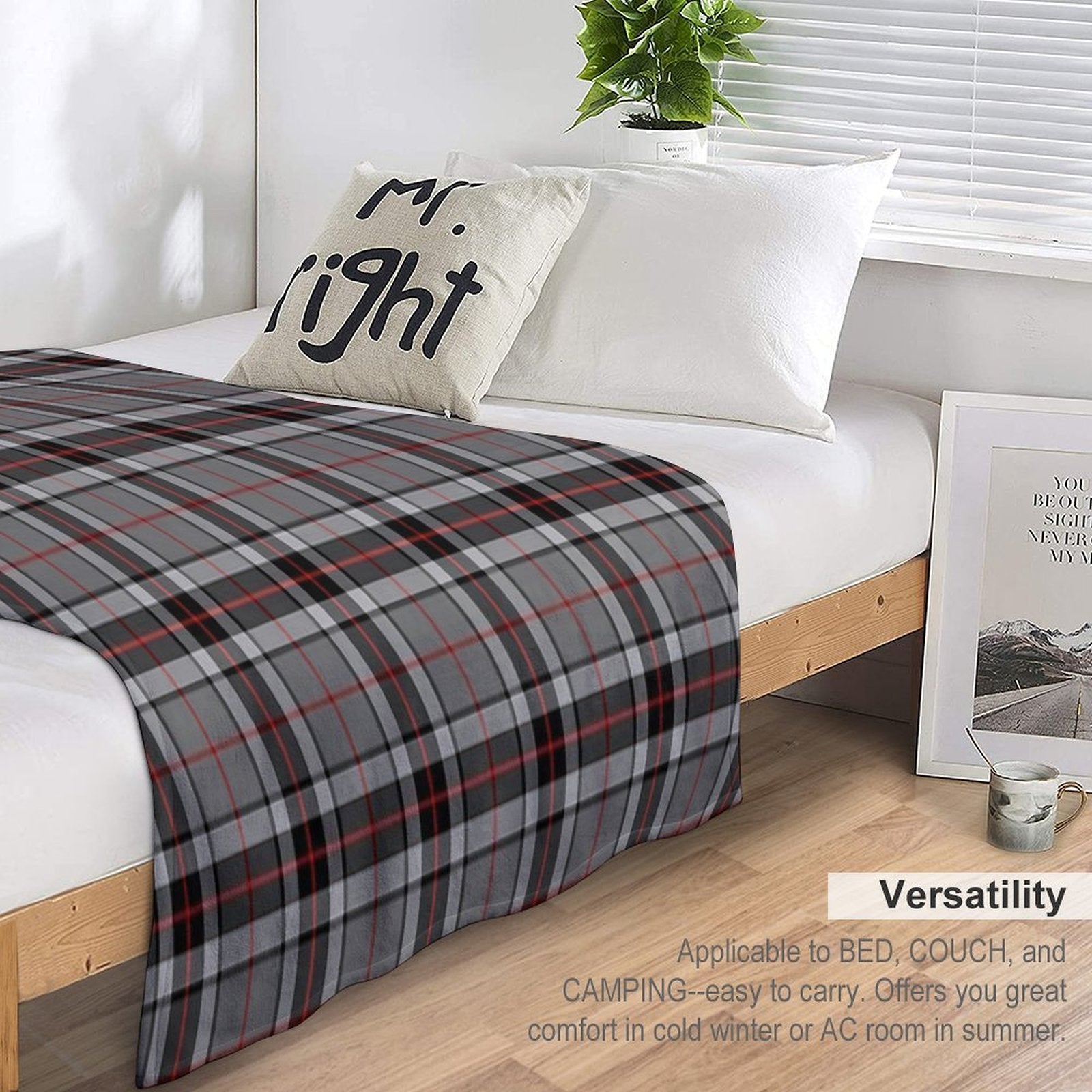 Thompson Grey Tartan  Clan Thomson  Cute Tartan Plush Throw Blanket