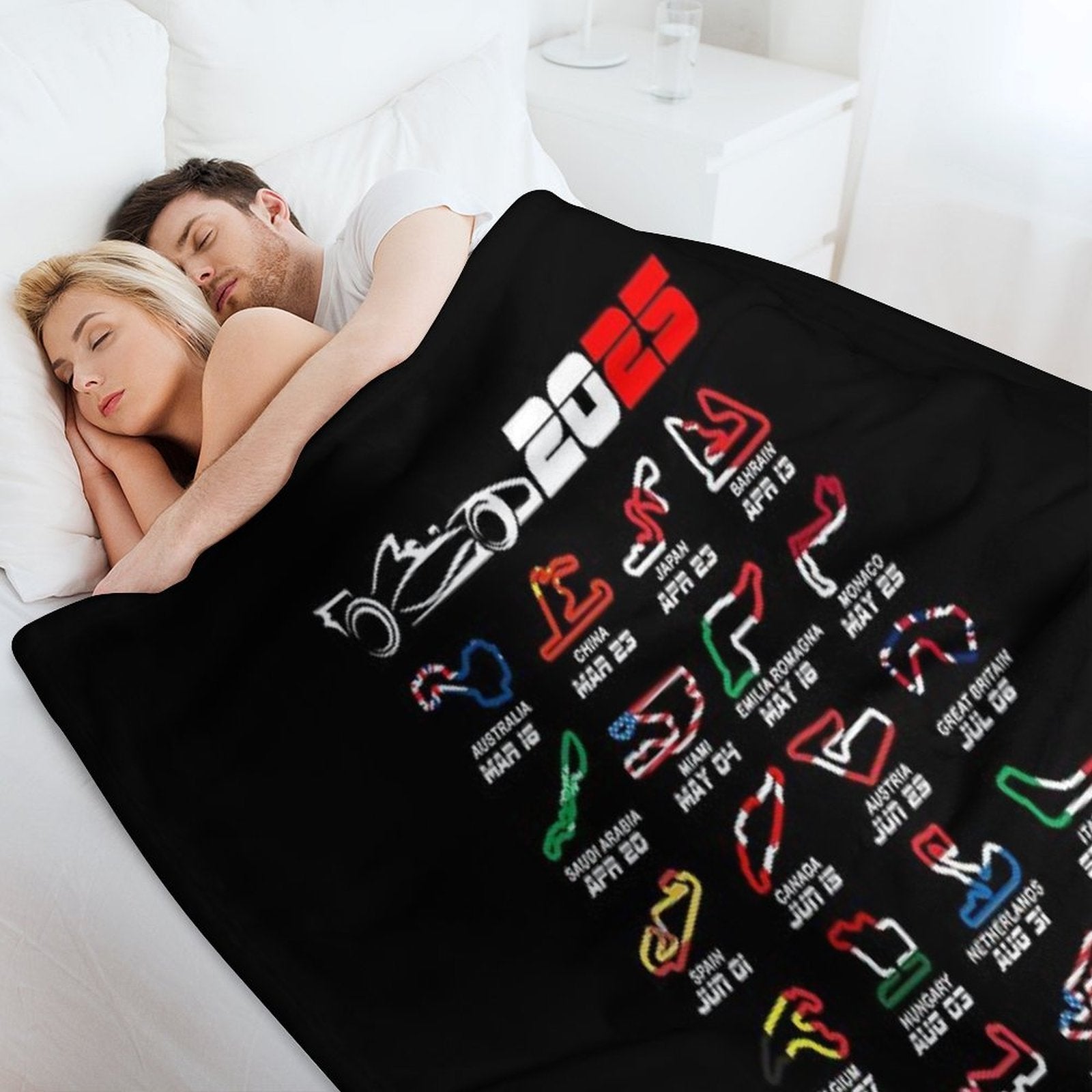 Calendar Formula Race Cars 2025 Circuits Colors Velvety-soft Throw Blanket