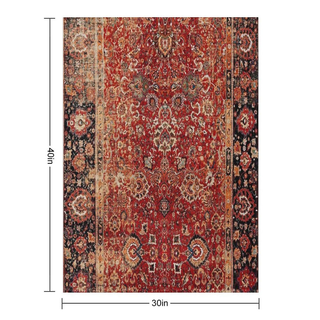 17th Century Afghanistan Rug Print Plush Throw Blanket