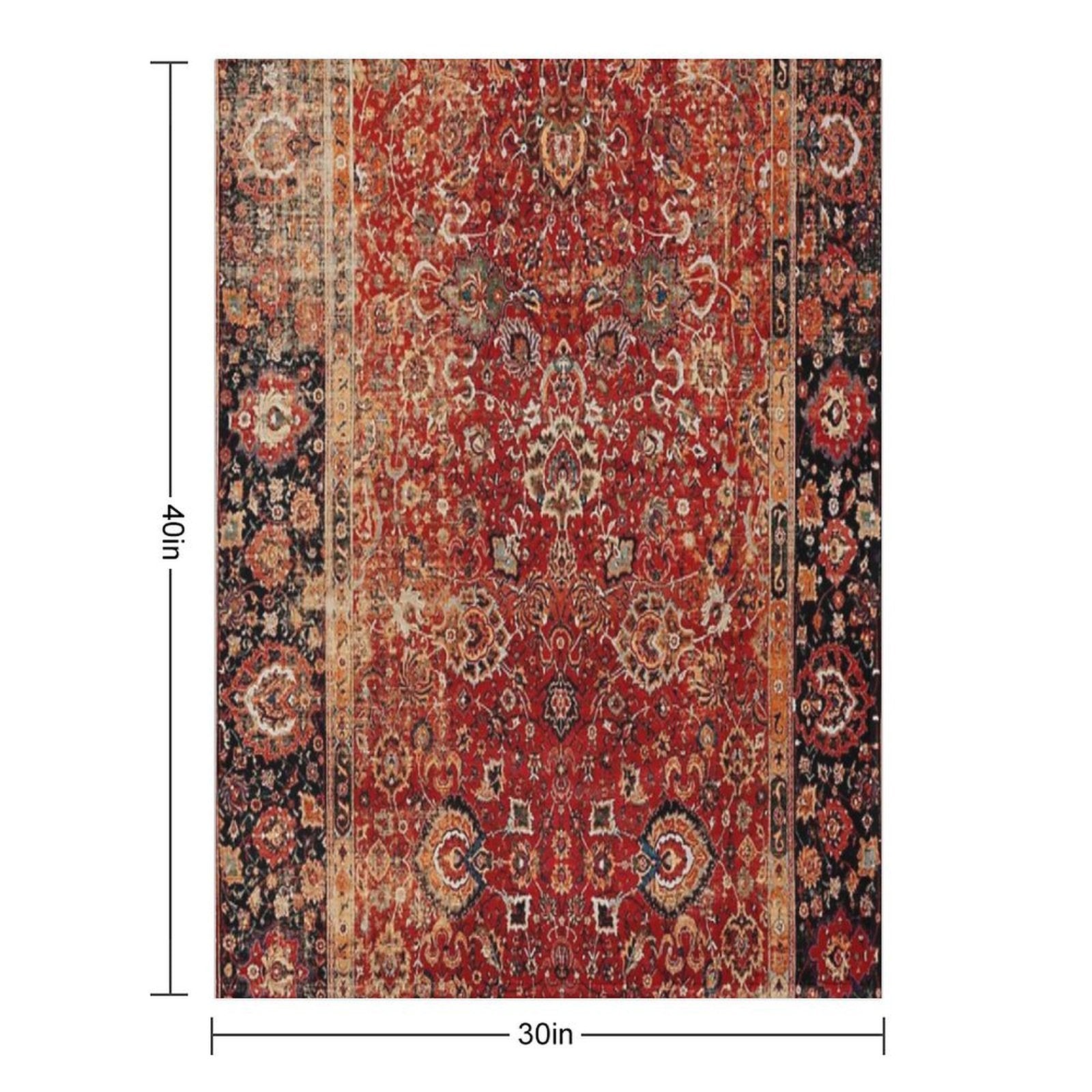 17th Century Afghanistan Rug Print Plush Throw Blanket