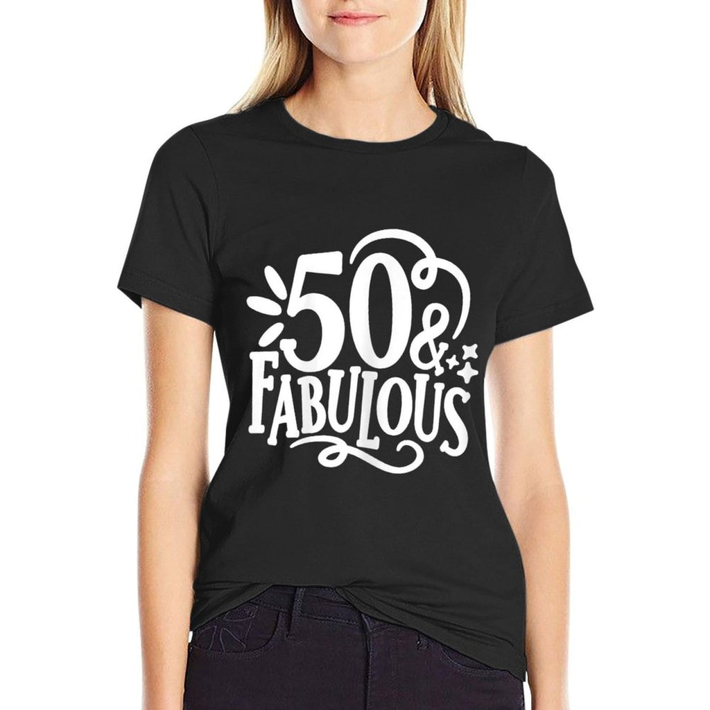 Womens 50 &amp; Fabulous, 50th Birthday Party, Happy 50th Birthday  Lightweight T-Shirt