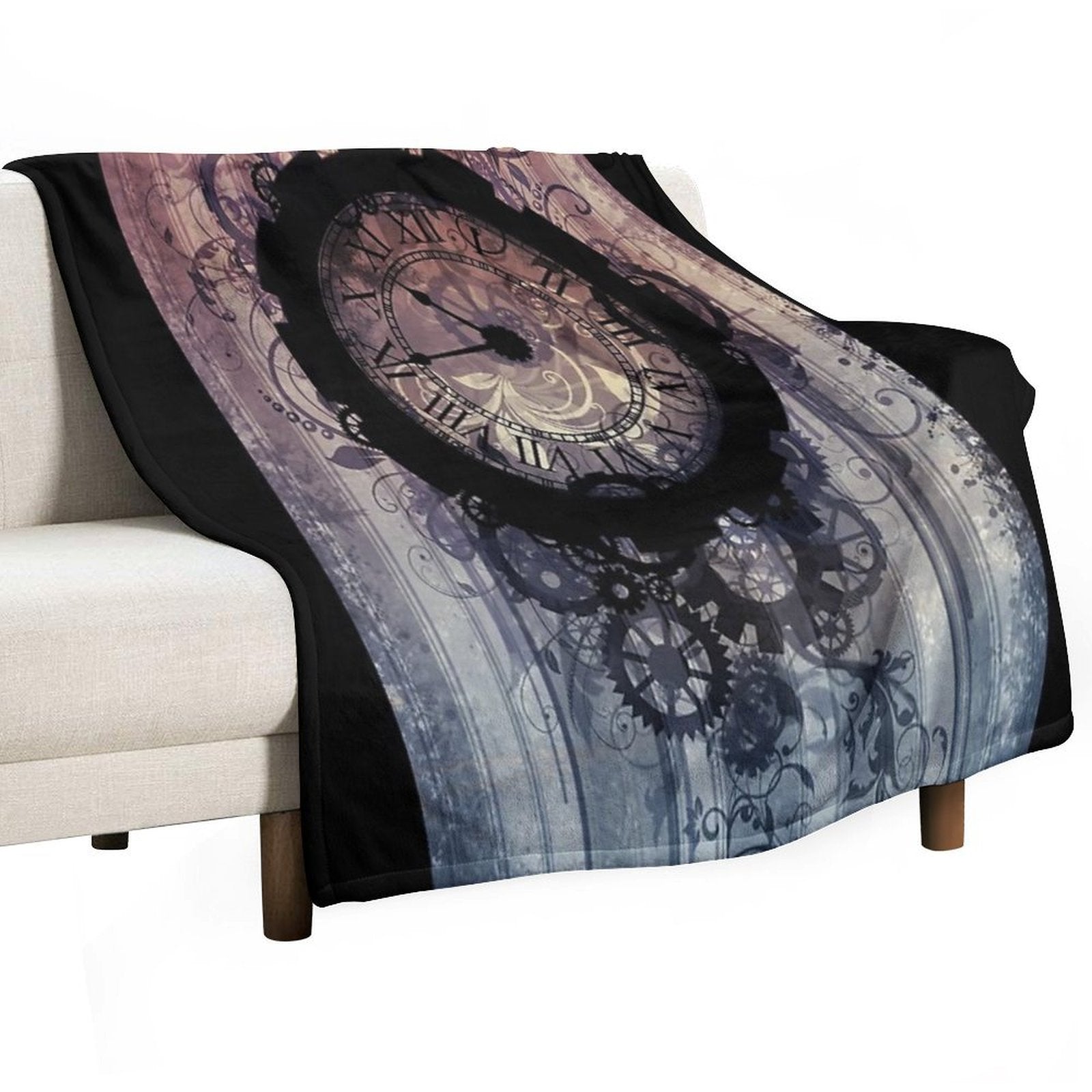 Steampunk Clock Travel-friendly Throw Blanket