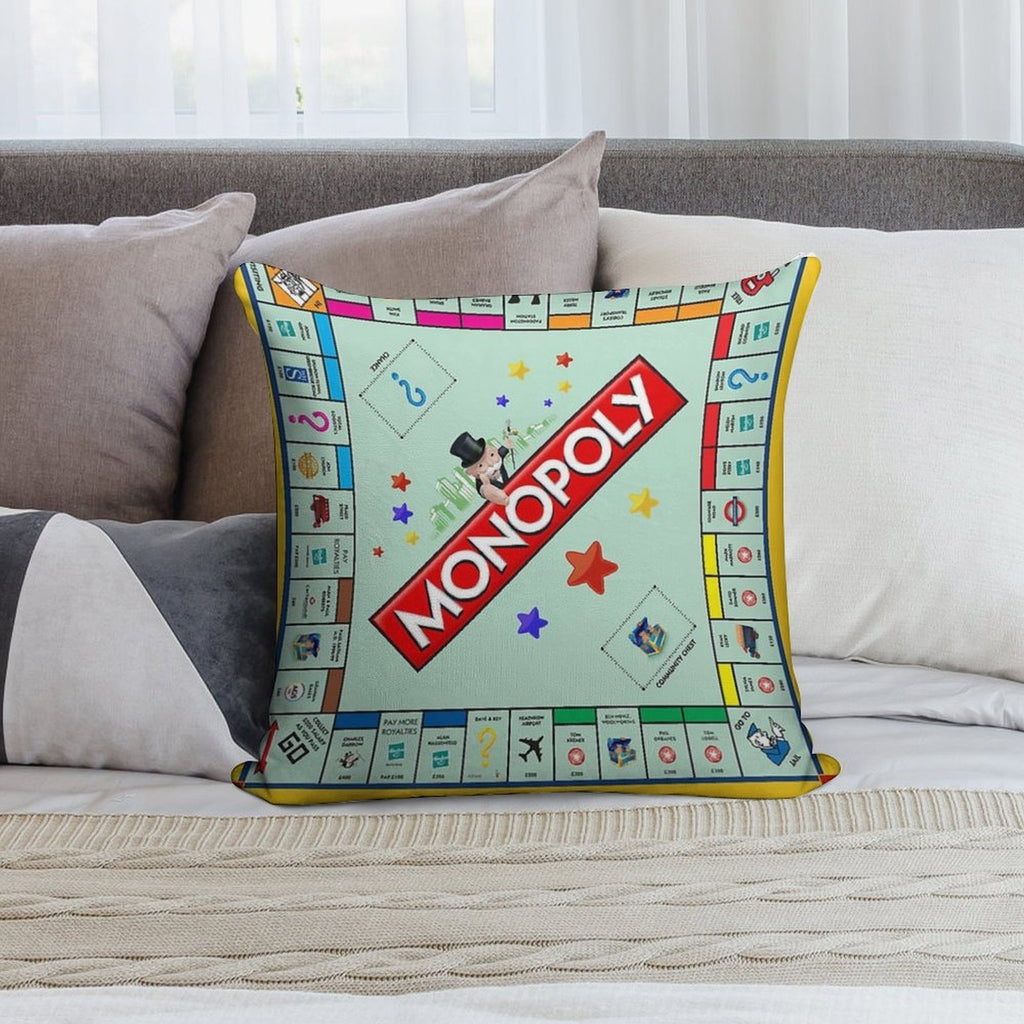 Monopoly Board Game Classic Soft Short Plush Fabric Throw Pillow