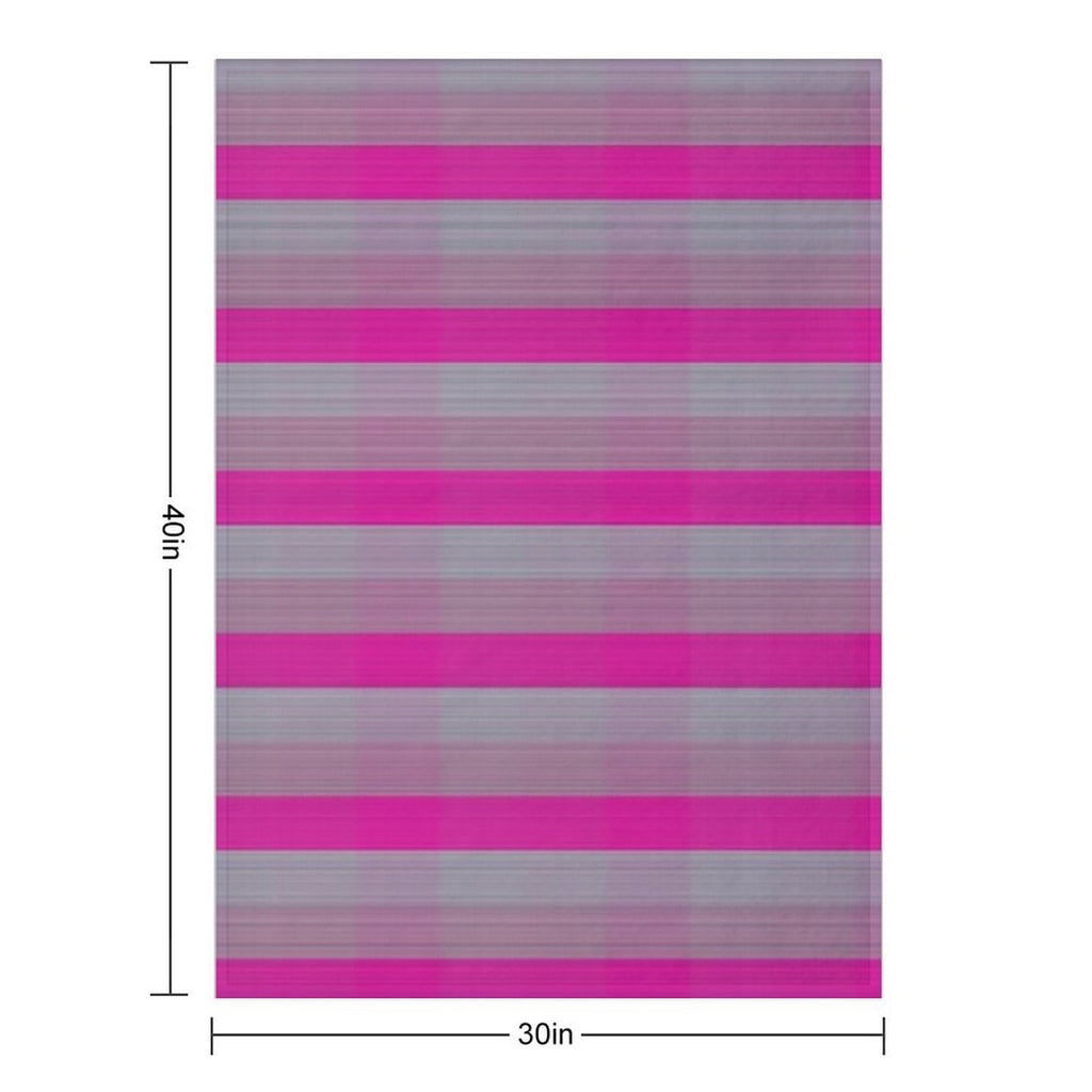 Bright Pink  Silver Fabric Lines Pattern Easy Care Throw Blanket