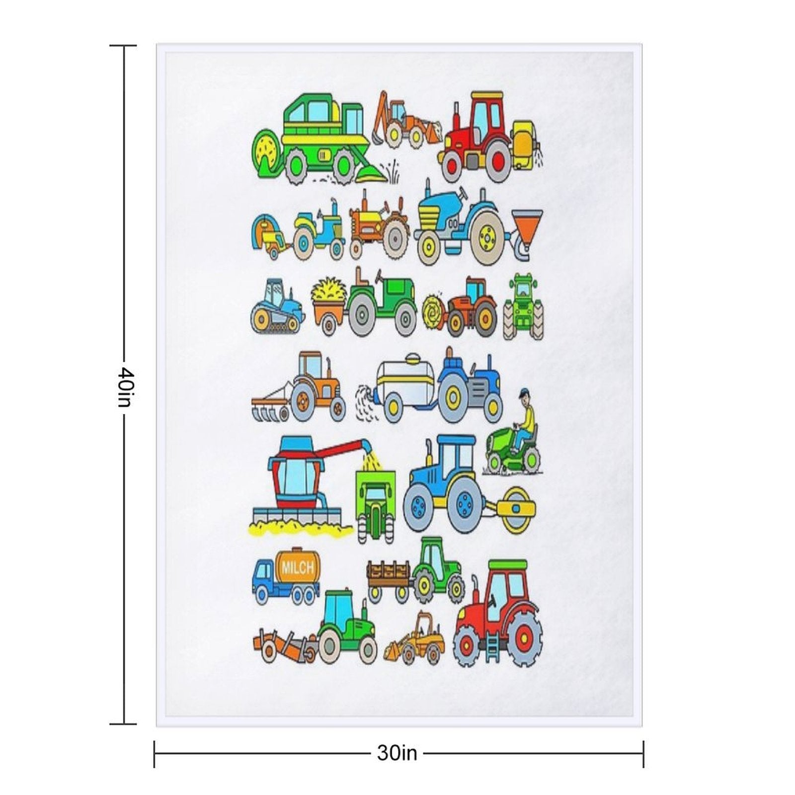 Tractors Farm Vehicles Compact Throw Blanket